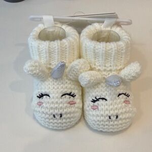 Adorable White Knit Baby Booties